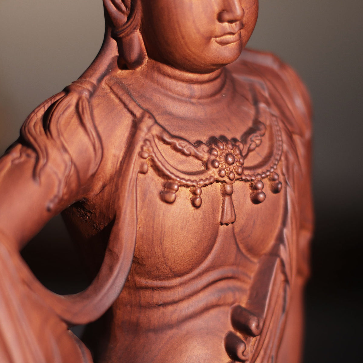 Avalokiteshvara Statue - Red Padauk, Royal Ease Pose – additional view 6