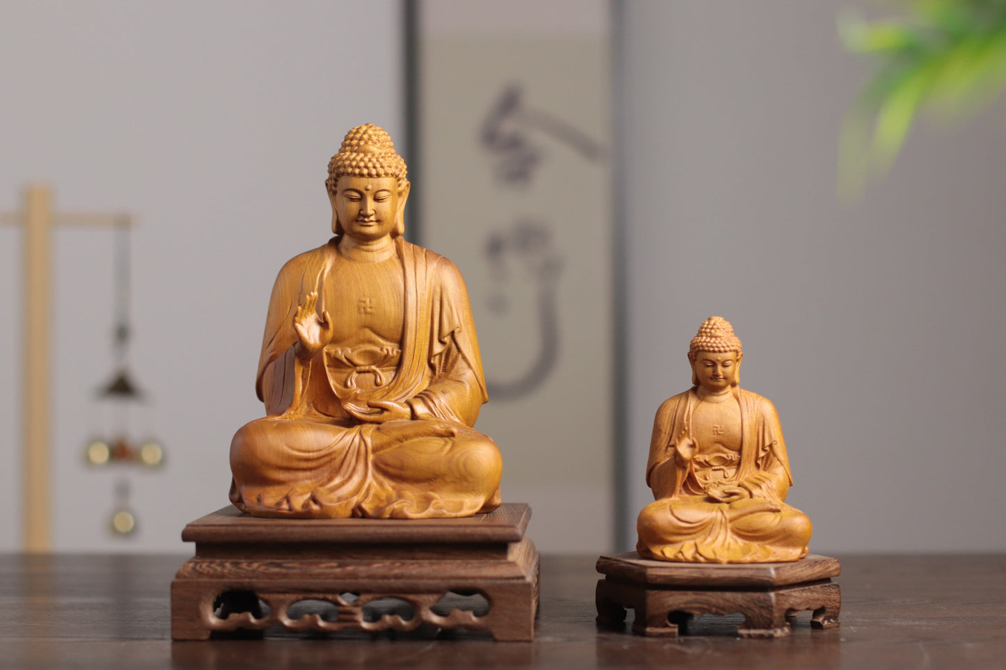 Cypress Wood Amitabha Buddha Statue