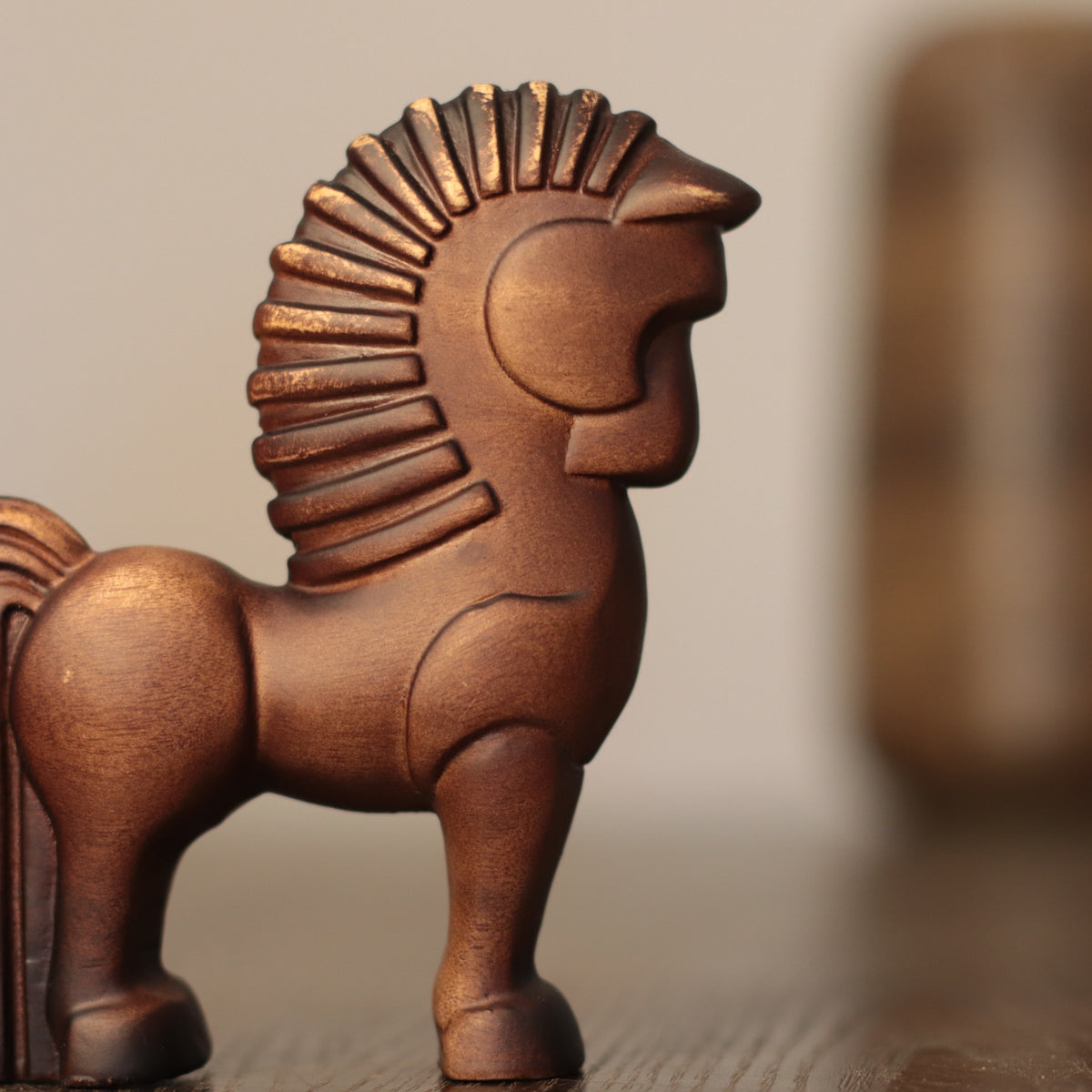 Wooden Horse Sculpture – Nordic Folk Art, Hand-Carved