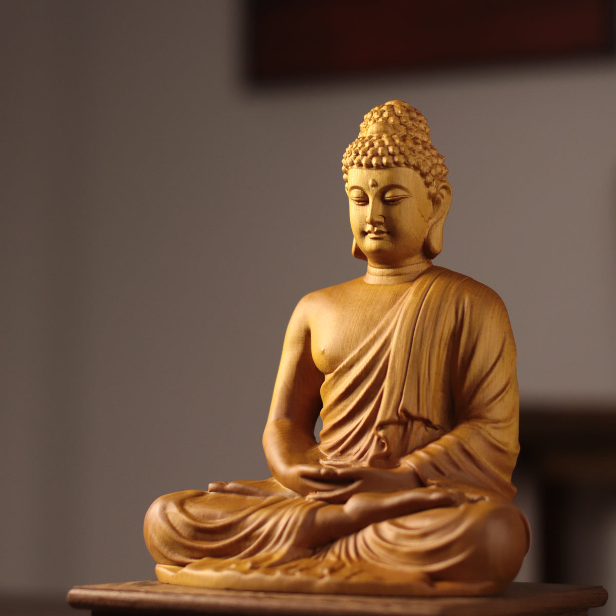 Shakyamuni Buddha Statue - Solid Cypress Wood, Altar Decor – additional view 5