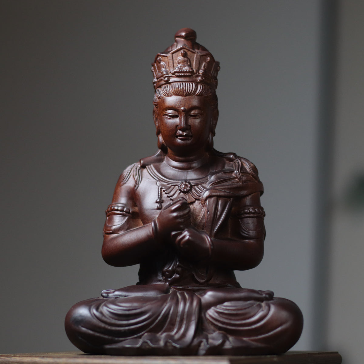 Vairocana Buddha Wood Statue, Buddha of Wisdom & Focus
