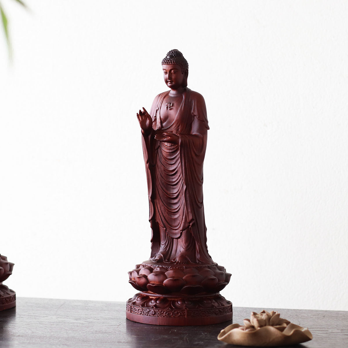 Shakyamuni Buddha Statue - Red Padauk, 13.8-Inch Height – additional view 5