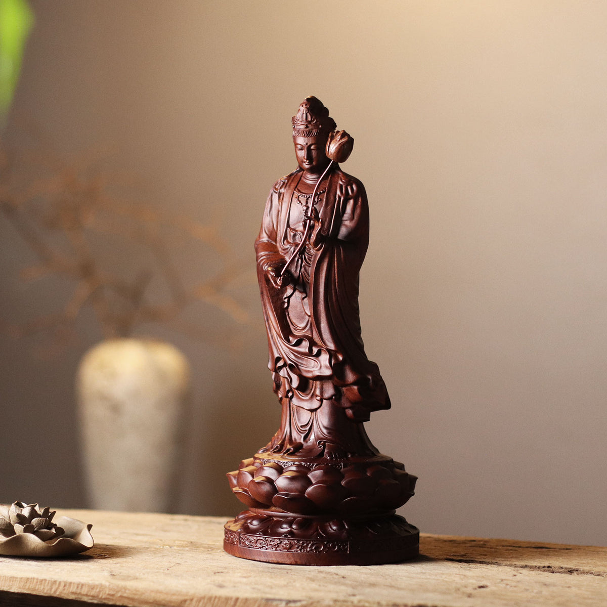 Mahasthamaprapta Bodhisattva Statue - Padauk Wood – additional view 2