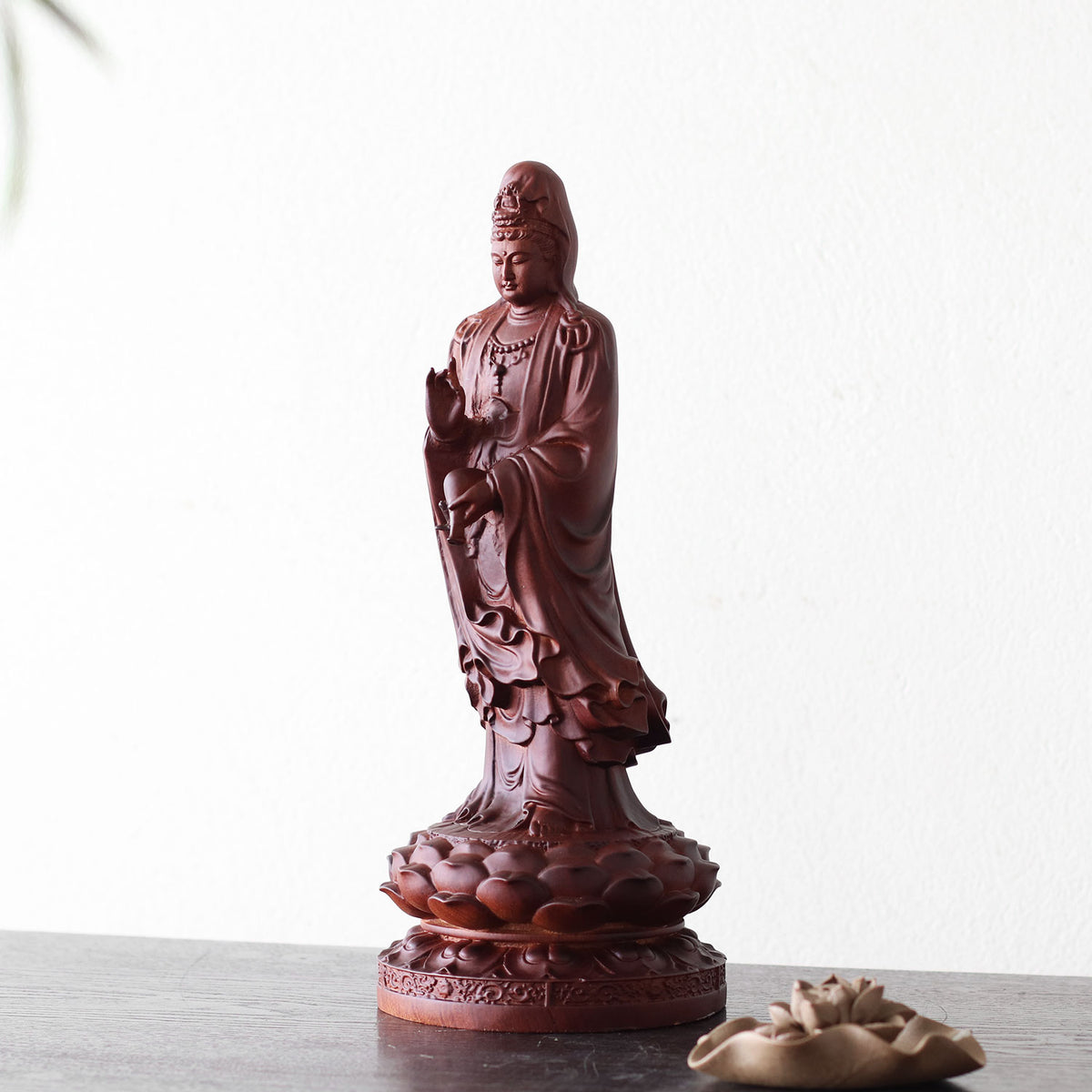 Large Guan Yin Statue - Red Padauk Wood, 14-Inch – additional view 2
