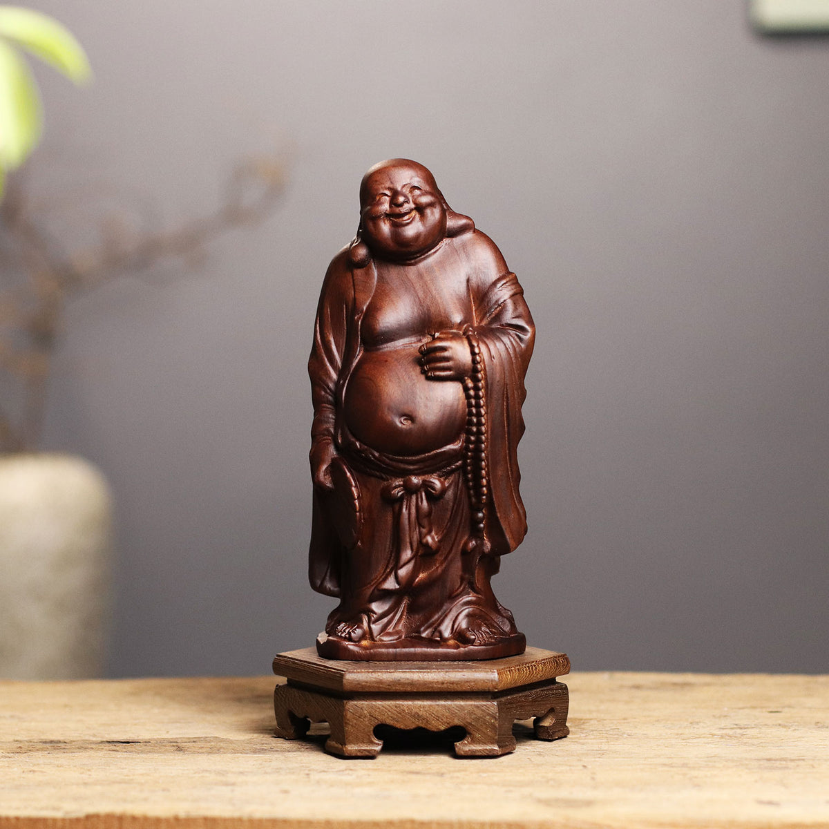 Hand Carved Laughing Buddha Maitreya Statue – additional view 2