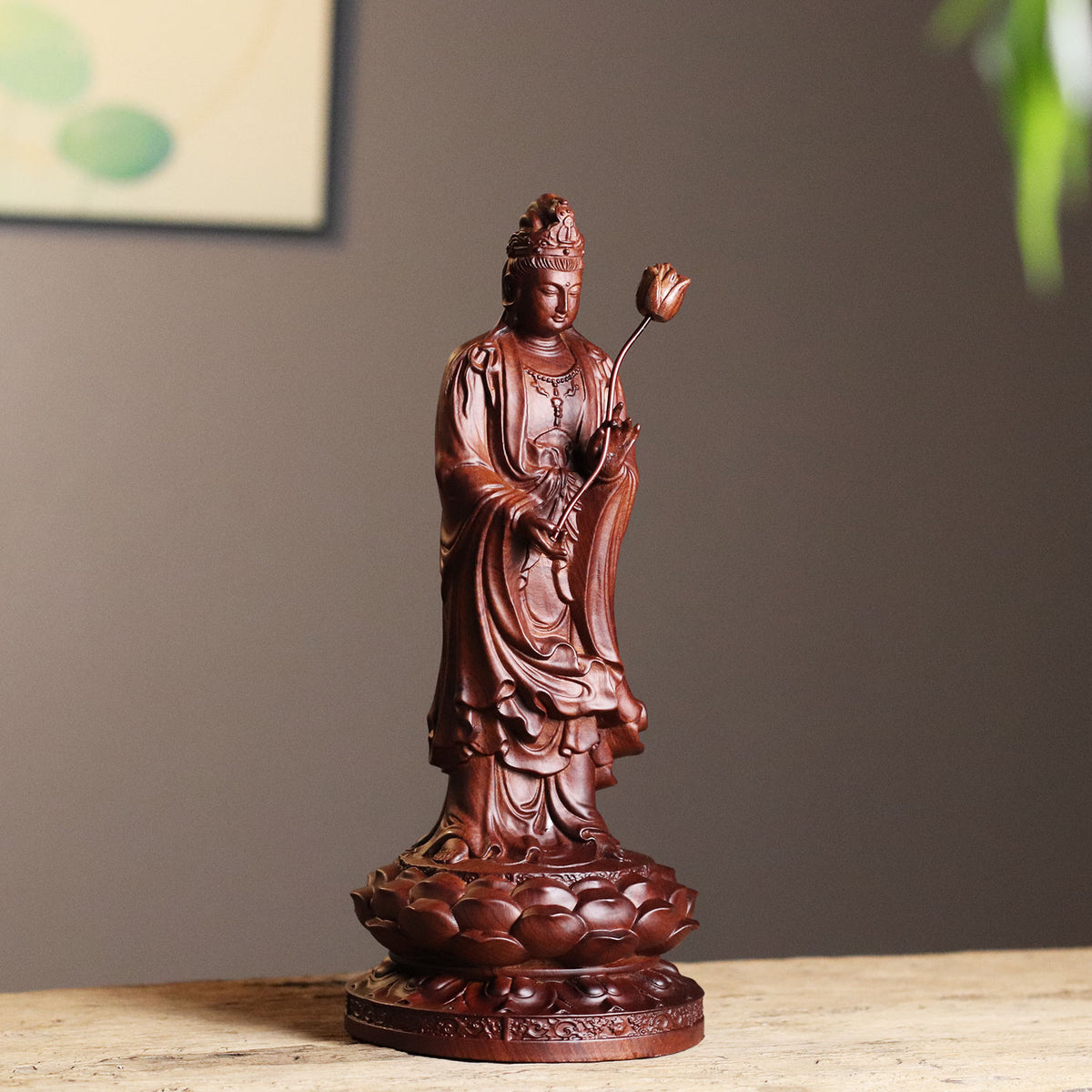 Mahasthamaprapta Bodhisattva Statue - Padauk Wood – additional view 3
