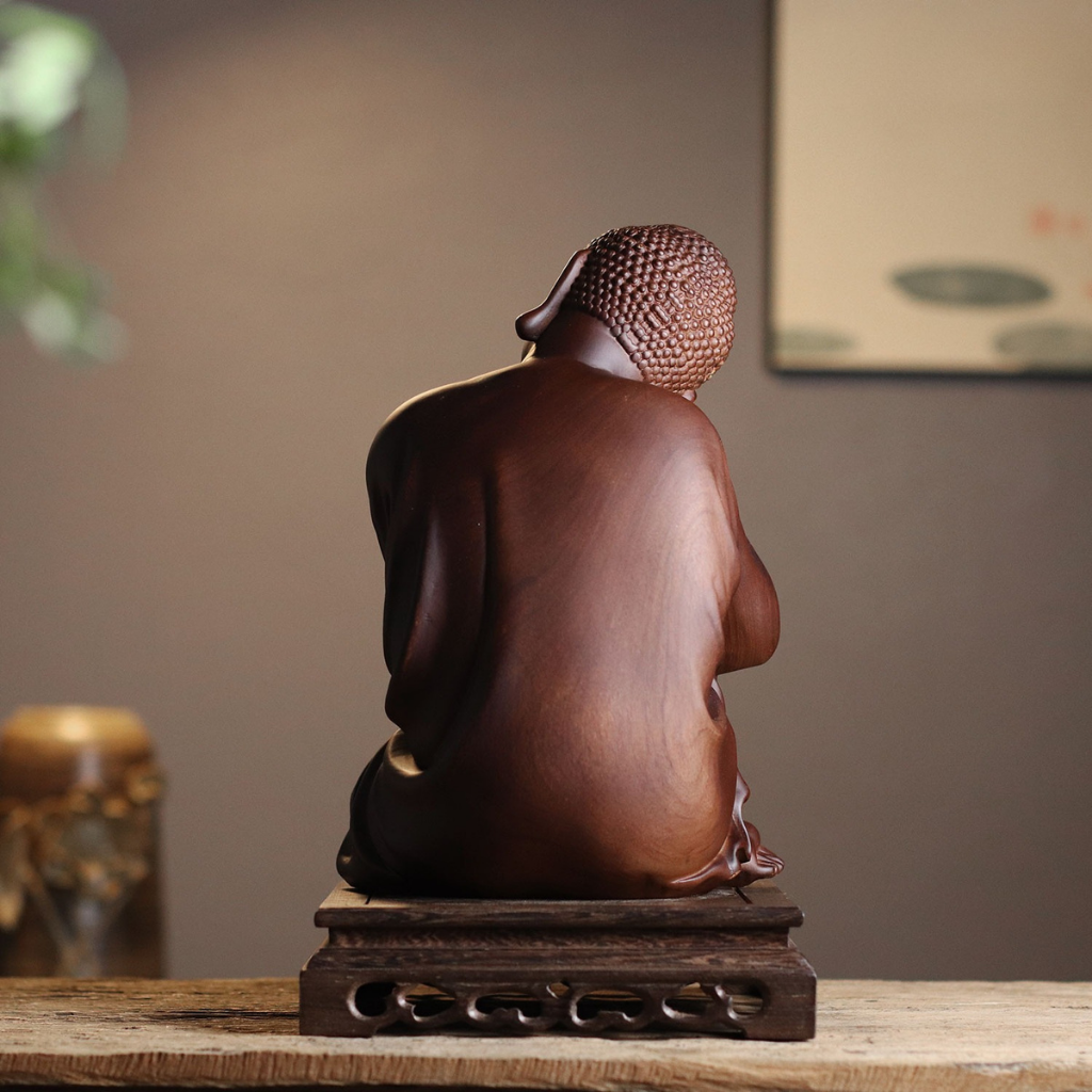 Sleeping Buddha Statue - Padauk Wood, Zen Decor