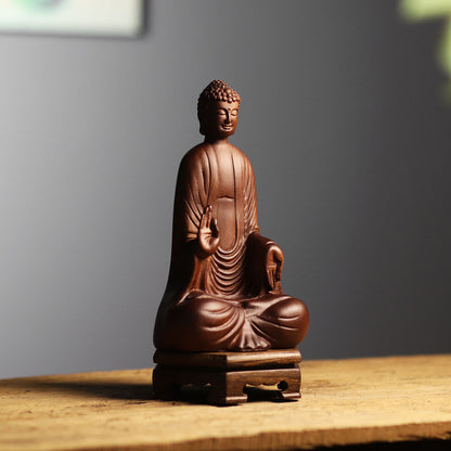 Wooden Shakyamuni Buddha Statue - Japandi Zen Decor
