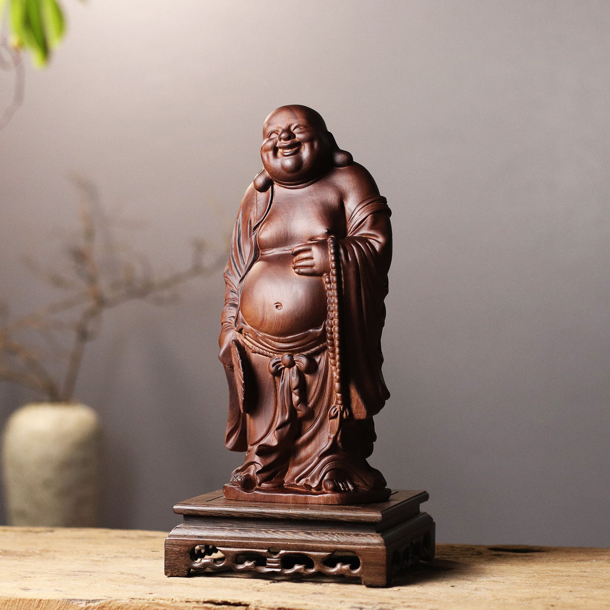 Hand Carved Laughing Buddha Maitreya Statue – additional view 4