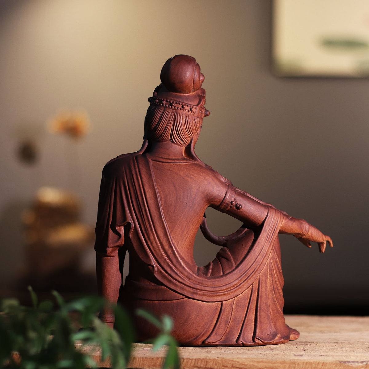 Avalokiteshvara Statue - Red Padauk, Royal Ease Pose – additional view 3