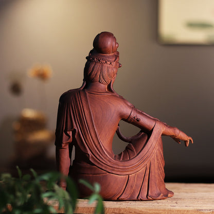 Avalokiteshvara Statue - Red Padauk, Royal Ease Pose – additional view 3