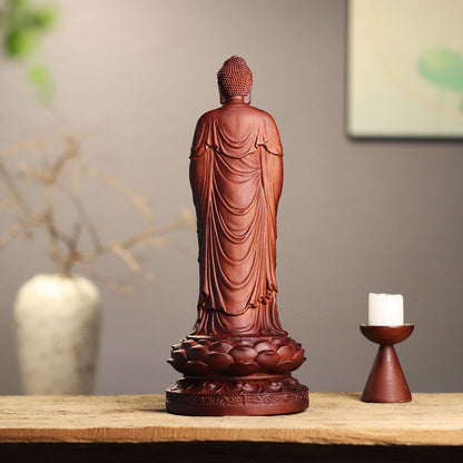 Shakyamuni Buddha Statue - Red Padauk, 13.8-Inch Height – additional view 4