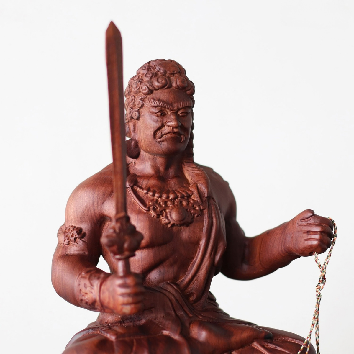 Wooden Fudo Myo-o Statue, Hand Carved Acala Wisdom King