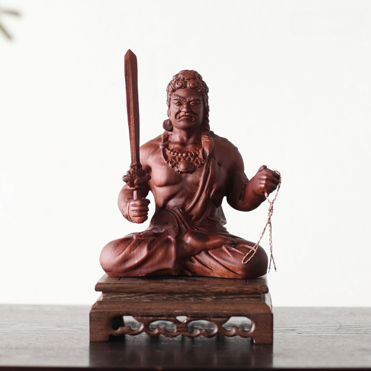 Wooden Fudo Myo-o Statue, Hand Carved Acala Wisdom King