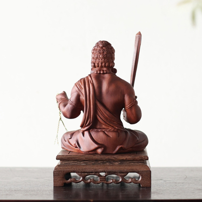 Wooden Fudo Myo-o Statue, Hand Carved Acala Wisdom King