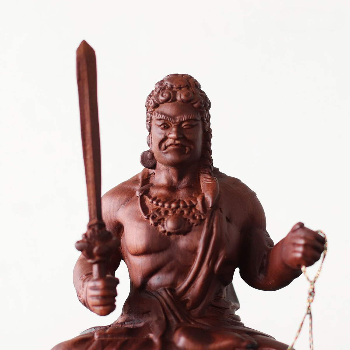 Wooden Fudo Myo-o Statue, Hand Carved Acala Wisdom King