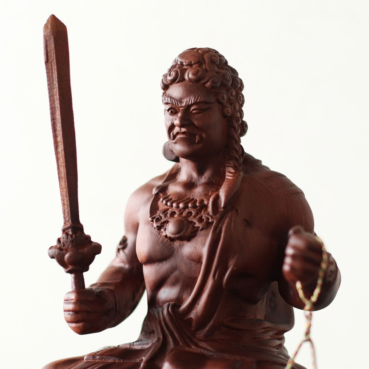 Wooden Fudo Myo-o Statue, Hand Carved Acala Wisdom King