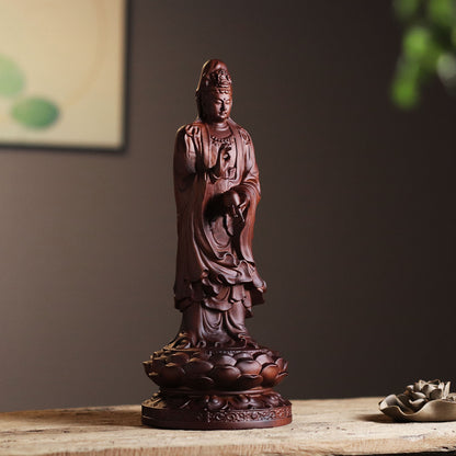 Large Guan Yin Statue - Red Padauk Wood, 14-Inch – additional view 4