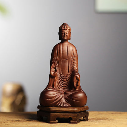 Wooden Shakyamuni Buddha Statue - Japandi Zen Decor