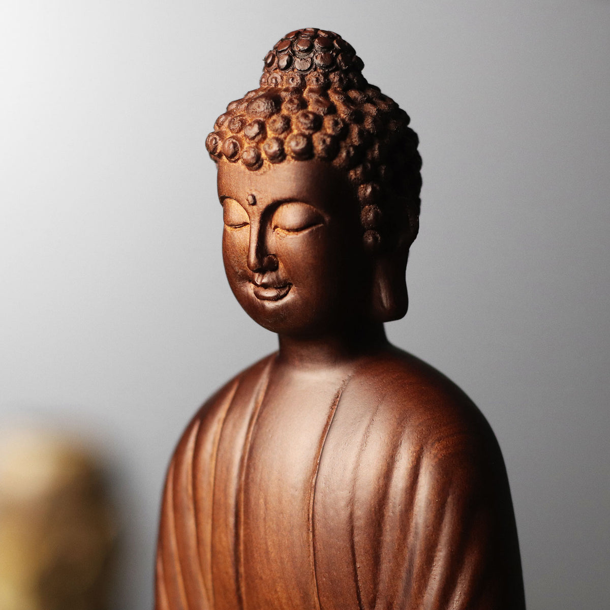 Wooden Shakyamuni Buddha Statue - Japandi Zen Decor