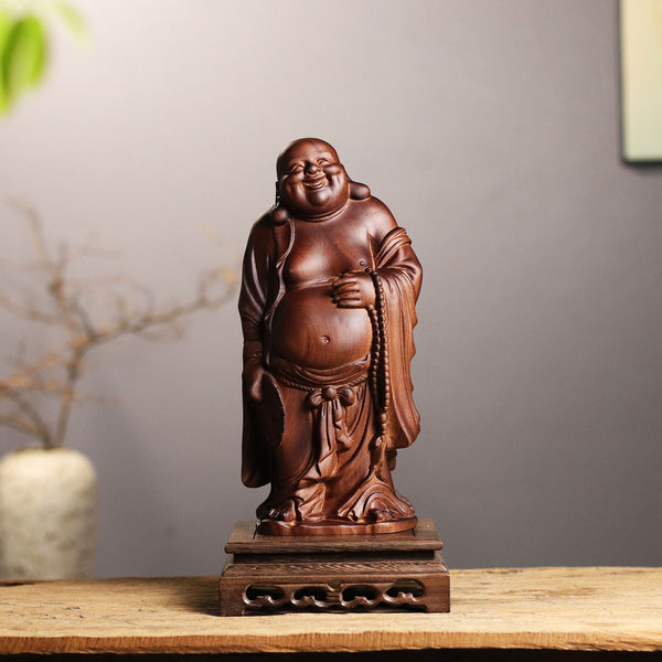 Hand Carved Laughing Buddha Maitreya Statue