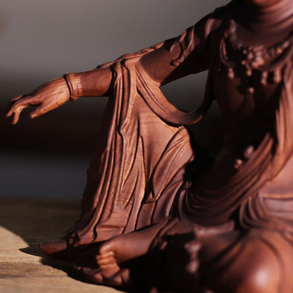 Avalokiteshvara Statue - Red Padauk, Royal Ease Pose – additional view 5