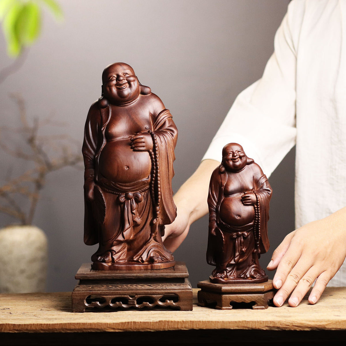 Hand Carved Laughing Buddha Maitreya Statue – additional view 6