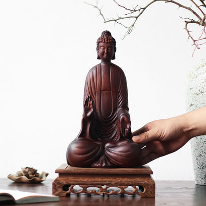 Wooden Shakyamuni Buddha Statue - Japandi Zen Decor