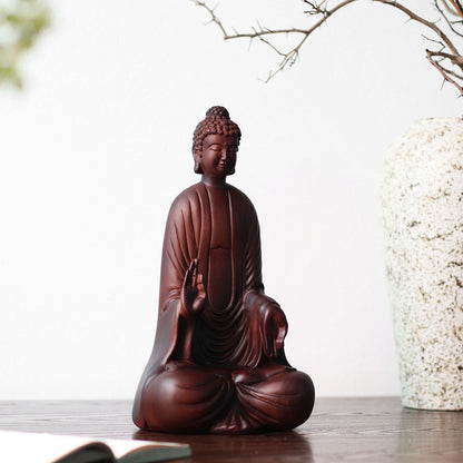 Wooden Shakyamuni Buddha Statue - Japandi Zen Decor