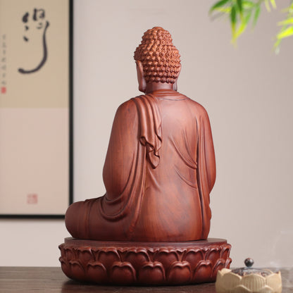 Amitabha Buddha Statue - Padauk Wood, Large, Lotus Base – additional view 2
