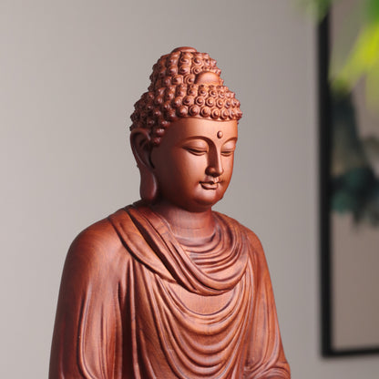 Amitabha Buddha Statue - Padauk Wood, Large, Lotus Base – additional view 3