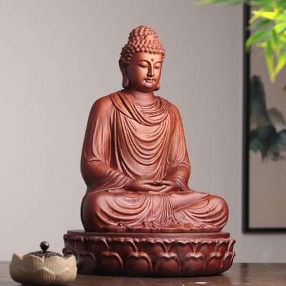 Amitabha Buddha Statue - Padauk Wood, Large, Lotus Base – additional view 5