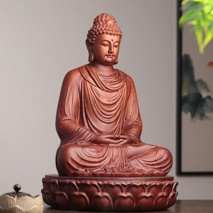 Amitabha Buddha Statue - Padauk Wood, Large, Lotus Base – additional view 6