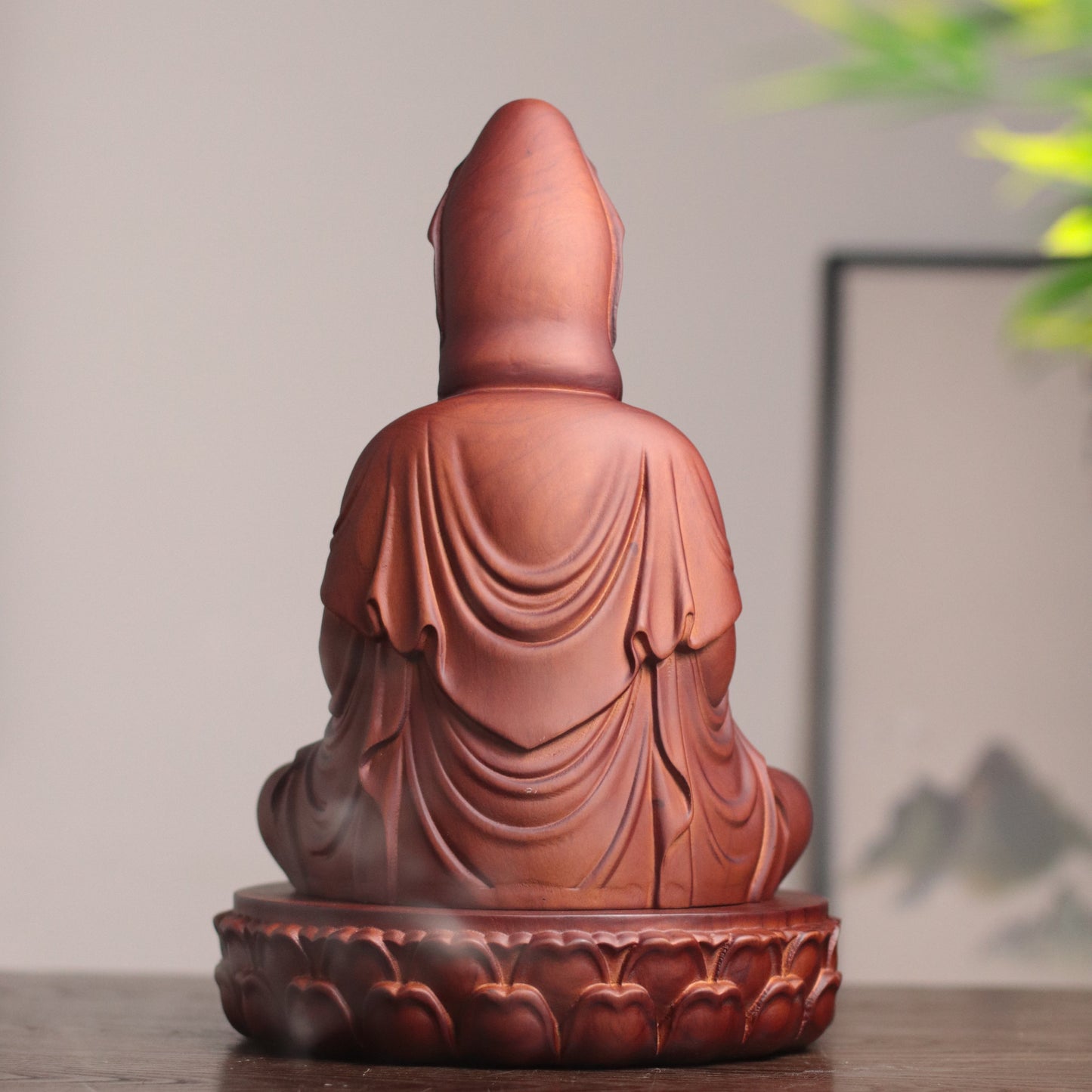Hand-Carved Guan Yin Bodhisattva — Solid Wood Goddess of Compassion Statue, Meaningful Gift