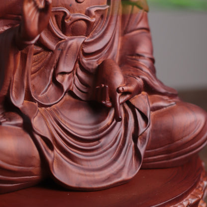 Hand-Carved Guan Yin Bodhisattva — Solid Wood Goddess of Compassion Statue, Meaningful Gift