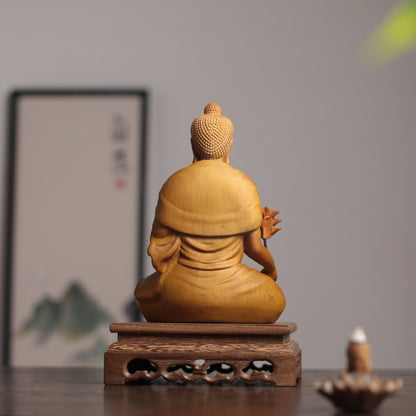 Wooden Bhaisajyaguru Medicine Buddha Statue — Zen Healing Gift