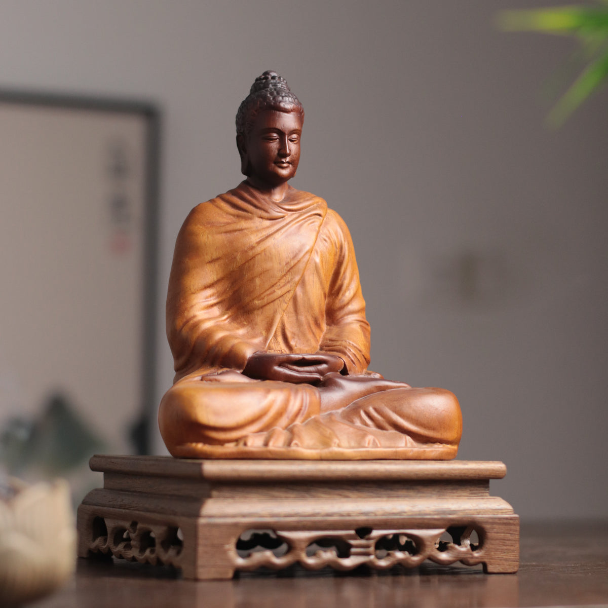 Meditating Buddha Statue - Afzelia Wood – additional view 2