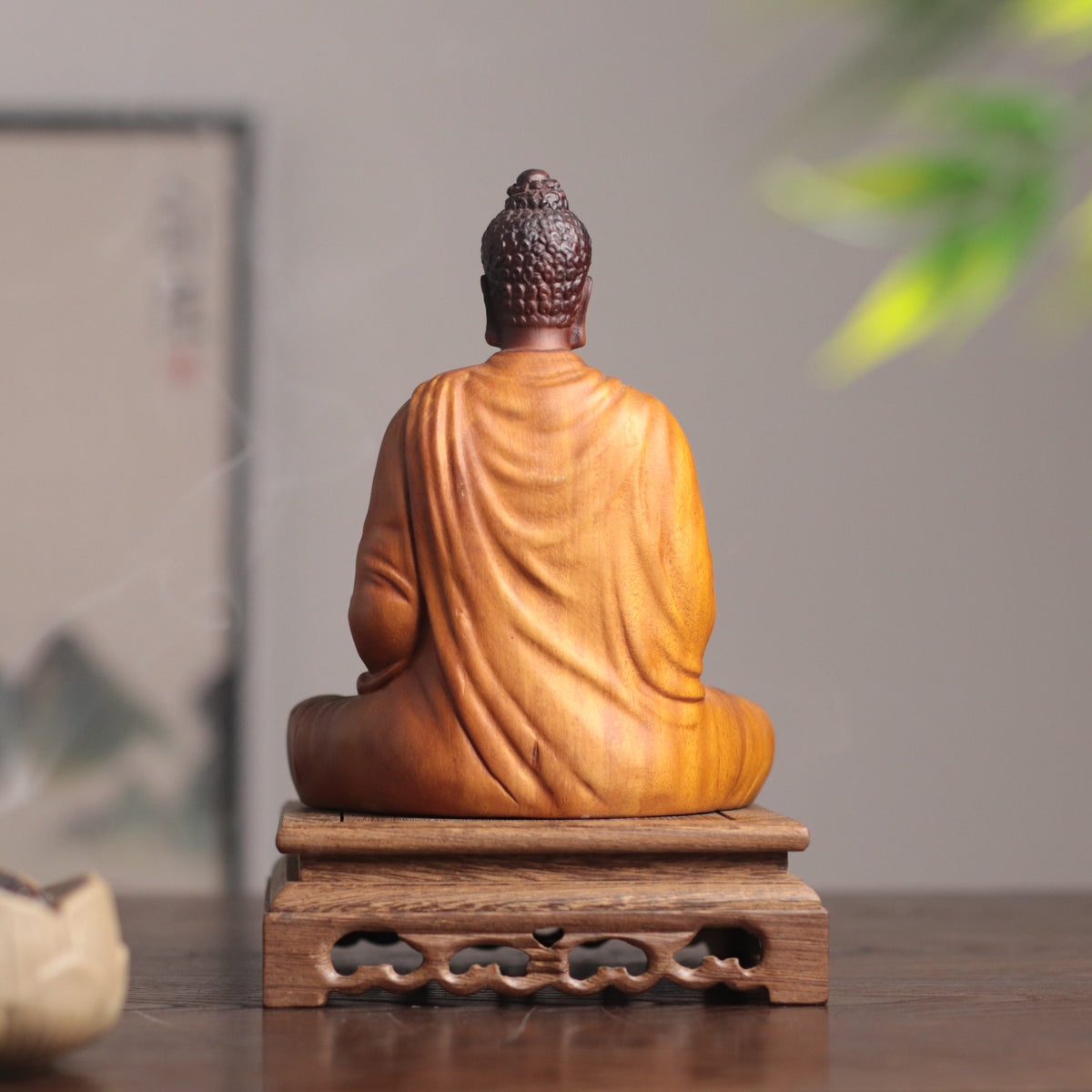 Meditating Buddha Statue - Afzelia Wood – additional view 5