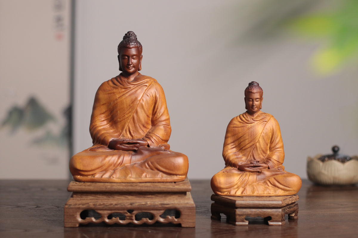 Meditating Buddha Statue - Afzelia Wood – additional view 6
