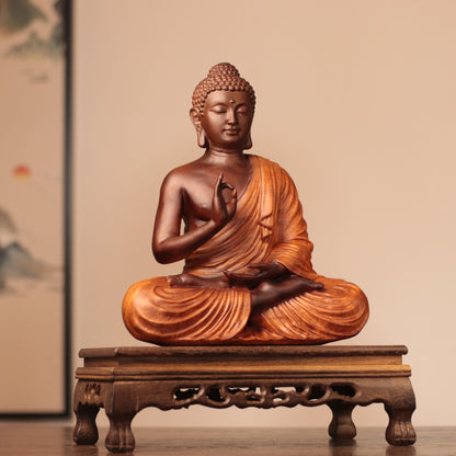 Thai Buddha Statue - Vitarka Mudra, Padauk Wood 30cm