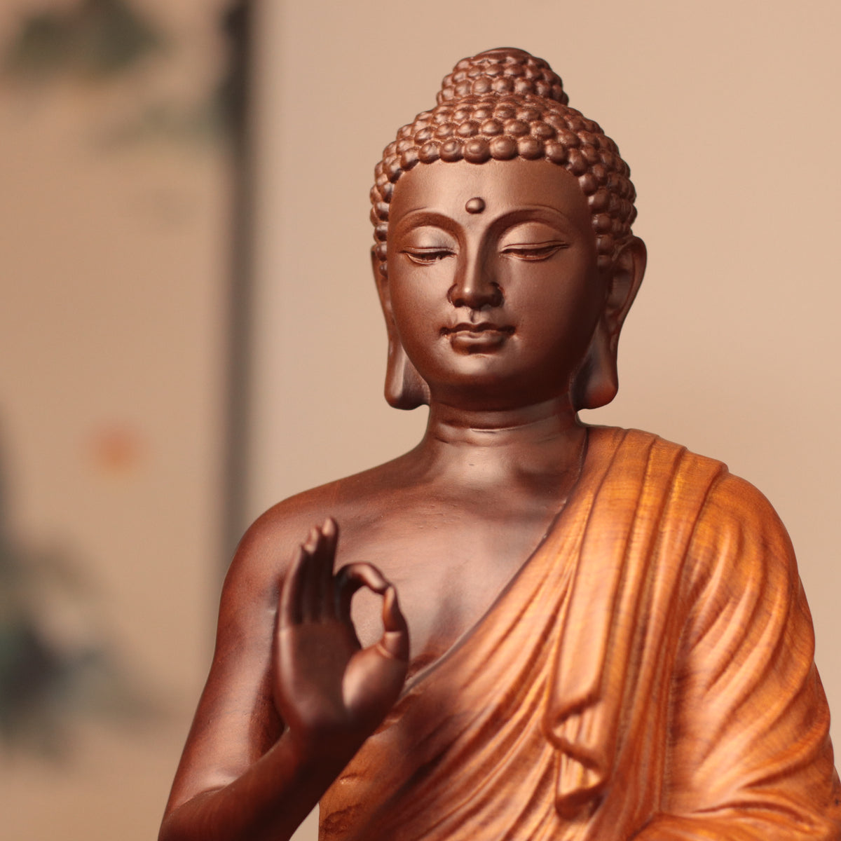 Thai Buddha Statue - Vitarka Mudra, Padauk Wood 30cm