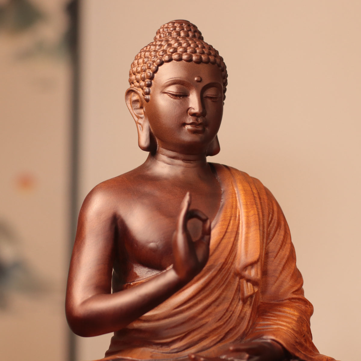 Thai Buddha Statue - Vitarka Mudra, Padauk Wood 30cm
