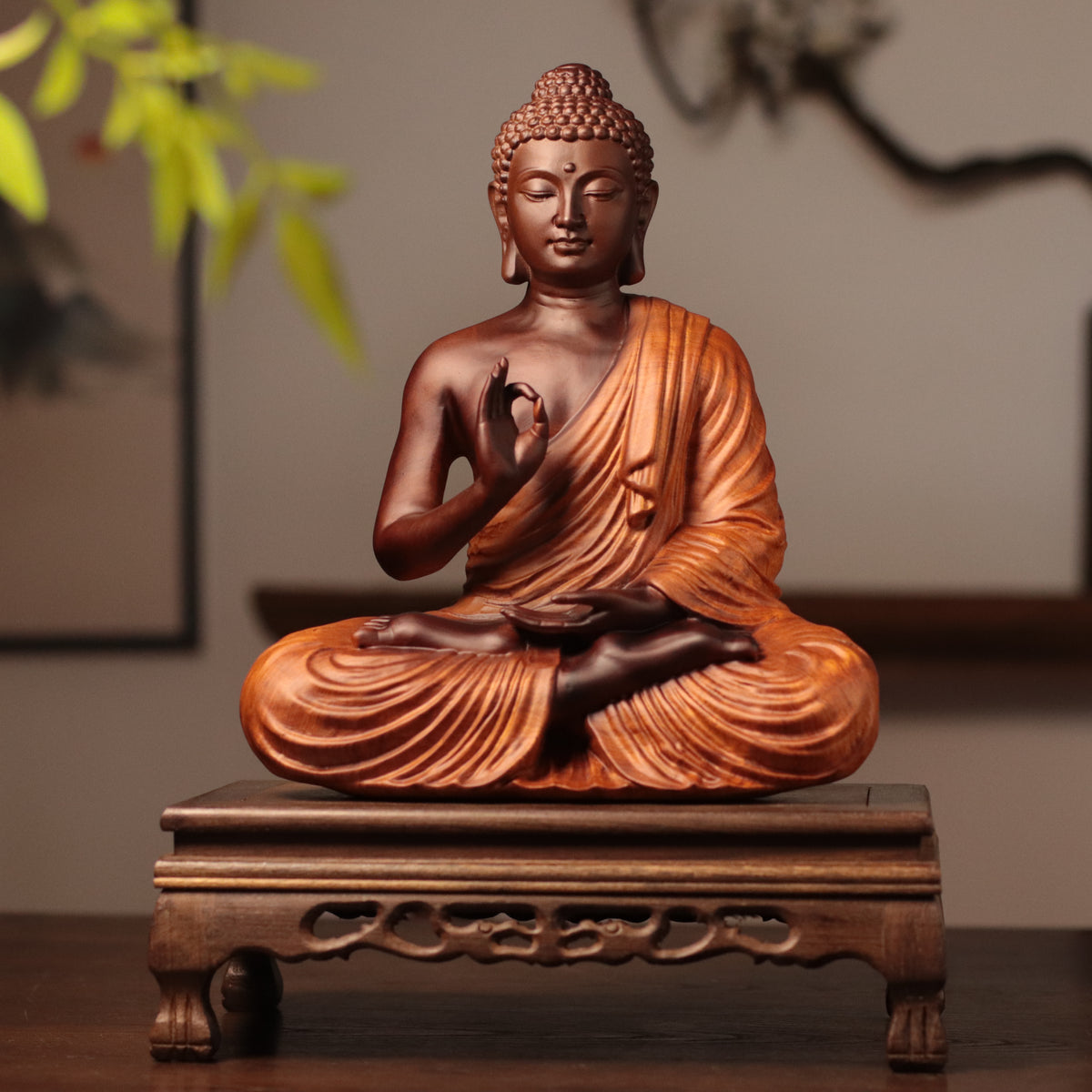 Thai Buddha Statue - Vitarka Mudra, Padauk Wood 30cm