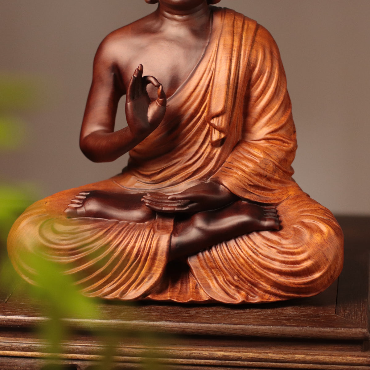 Thai Buddha Statue - Vitarka Mudra, Padauk Wood 30cm