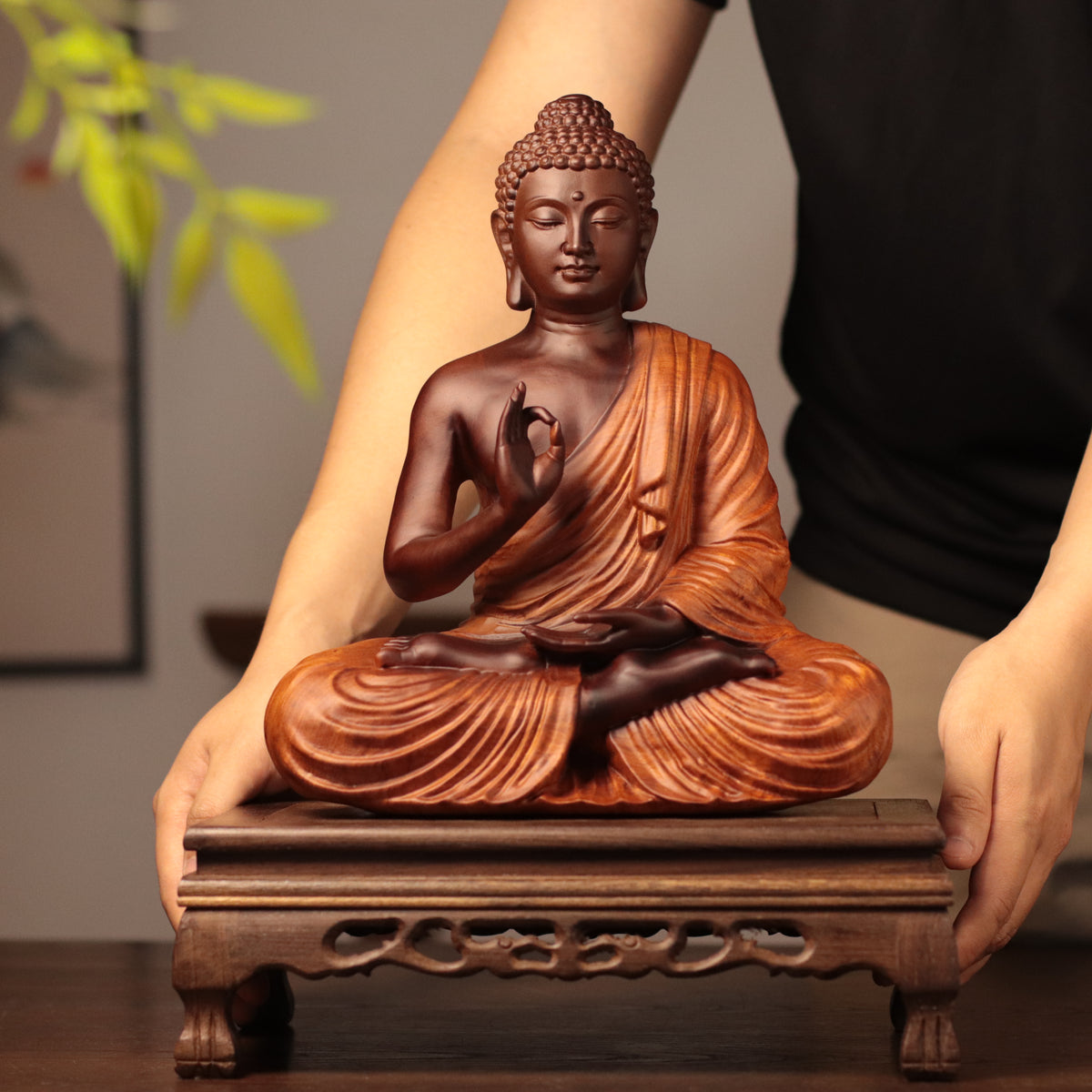 Thai Buddha Statue - Vitarka Mudra, Padauk Wood 30cm
