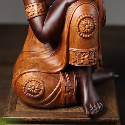 Sleeping Buddha Statue - Two-Tone Padauk Wood, 30cm