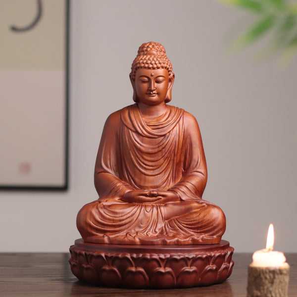 Hand Carved Shakyamuni Buddha Statue, Dhyana Mudra Gesture