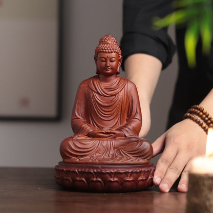 Hand Carved Shakyamuni Buddha Statue, Dhyana Mudra Gesture
