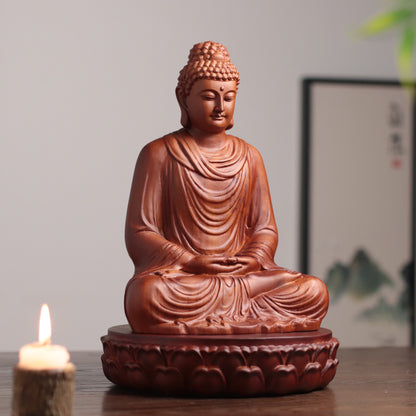 Hand Carved Shakyamuni Buddha Statue, Dhyana Mudra Gesture