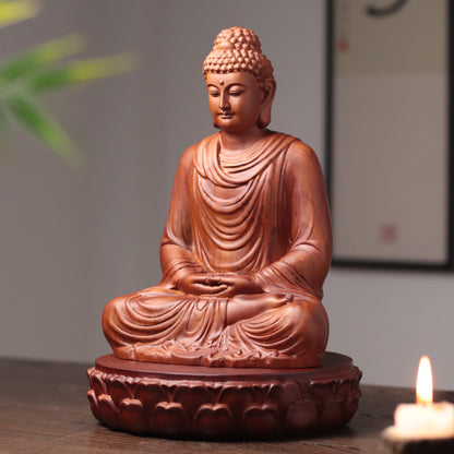 Hand Carved Shakyamuni Buddha Statue, Dhyana Mudra Gesture